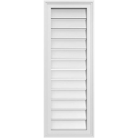 Ekena Millwork Vertical Surface Mount PVC Gable Vent: Functional, w/ 2"W x 1-1/2"P Brickmould Frame, 14"W x 38"H GVPVE14X3802SF